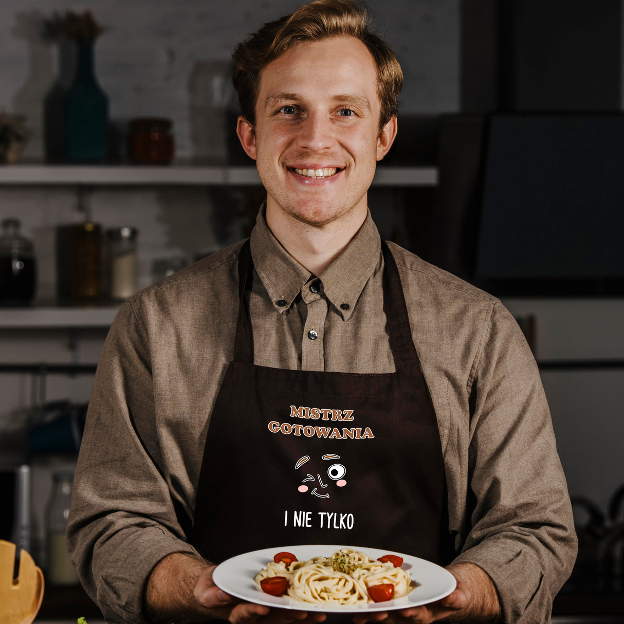 Fartuch kuchenny bawełniany MISTRZ GOTOWANIA I NIE TYLKO