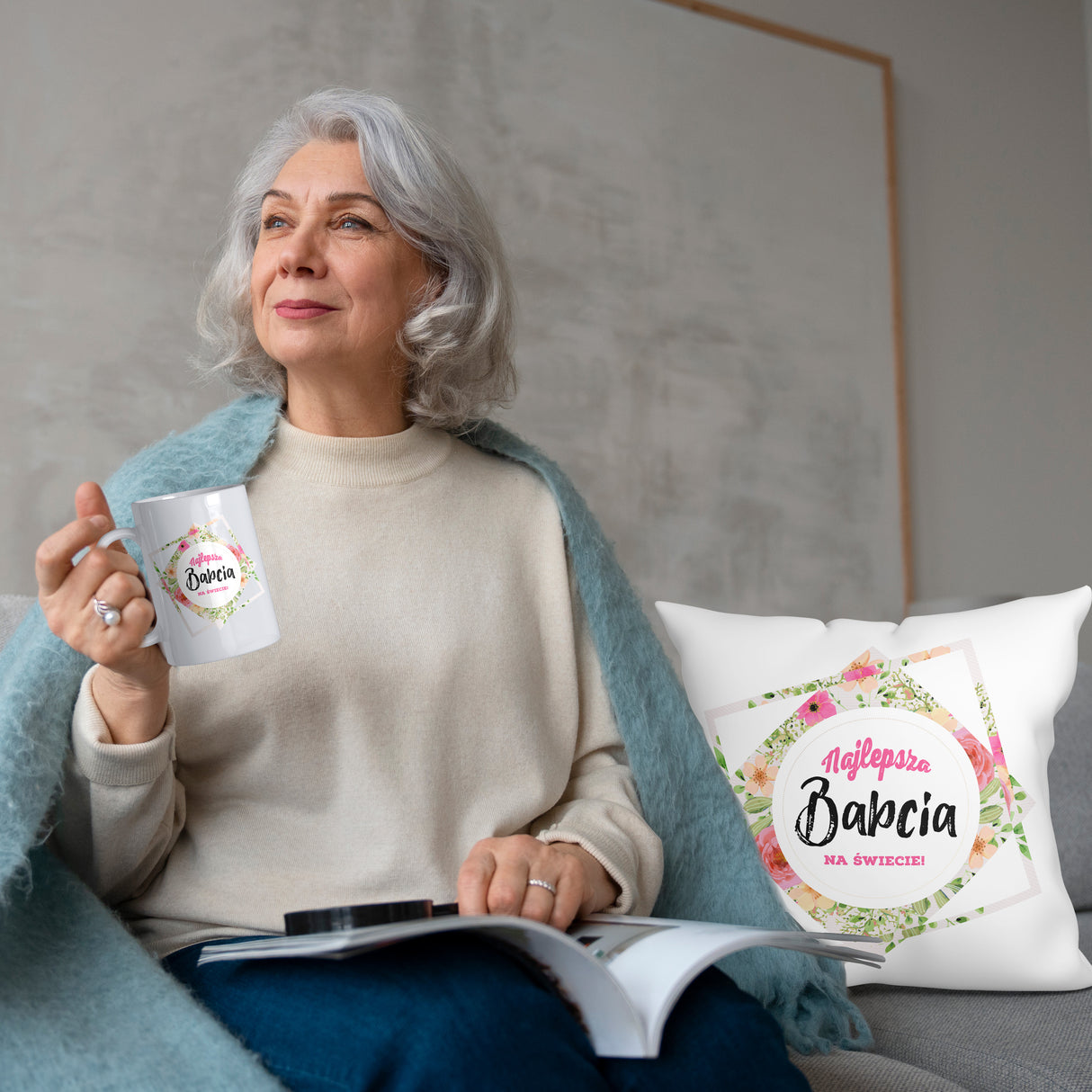 Zestaw Torba Bawełniana,Kubek,Poduszka Najlepsza Babcia na Świecie Prezent na Dzień Babci