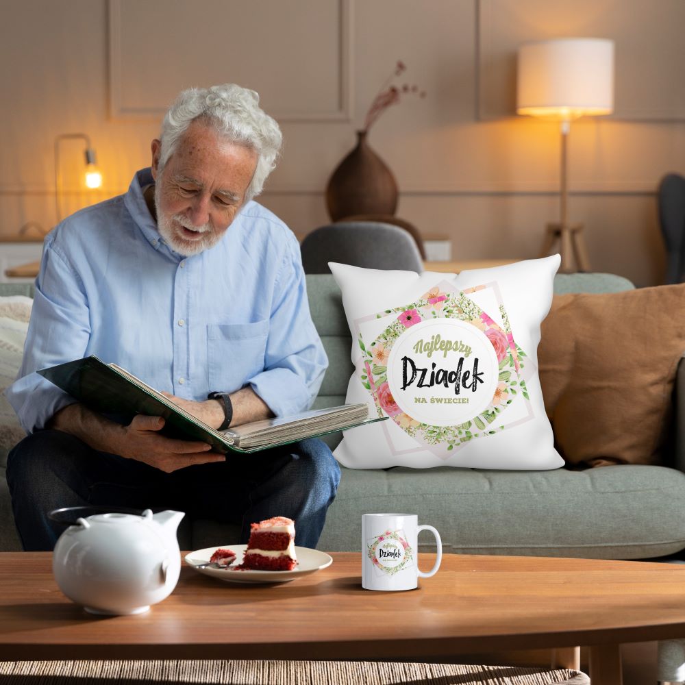 Zestaw Torba bawełniana,Kubek,Poduszka Najlepszy Dziadek na Świecie Prezent Dzień Dziadka
