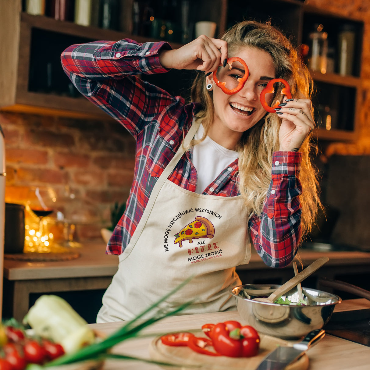 Fartuch bawełniany z nadrukiem - Nie mogę uszczęśliwić wszystkich