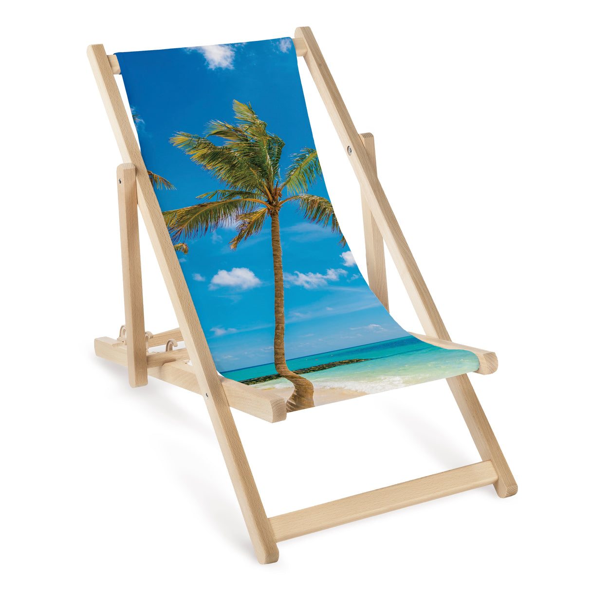 Leżak drewniany dziecięcy Palma cała na plaży