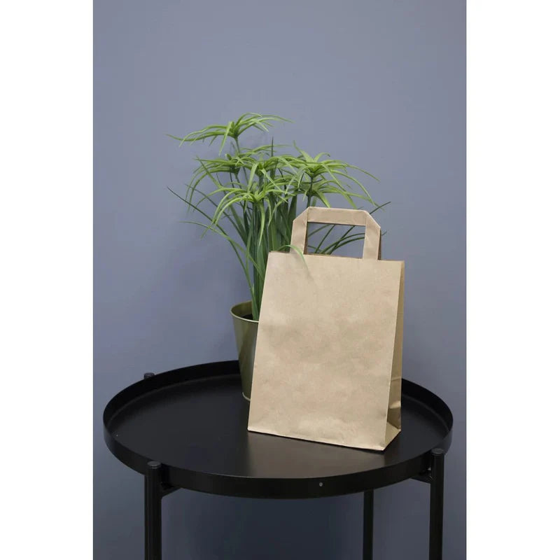 Torba papierowa z uchwytem płaskim 220x110x245mm Brązowa