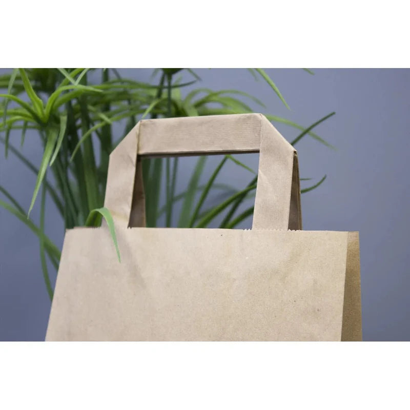 Torba papierowa z uchwytem płaskim 220x110x245mm Brązowa