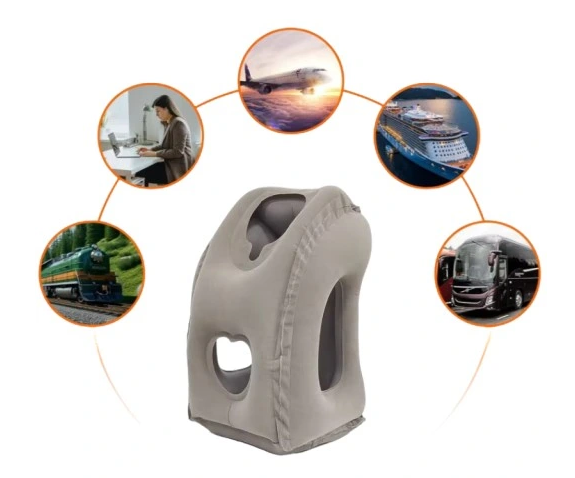 Podróżna poduszka dmuchana welurowa