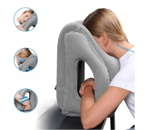 Podróżna poduszka dmuchana welurowa