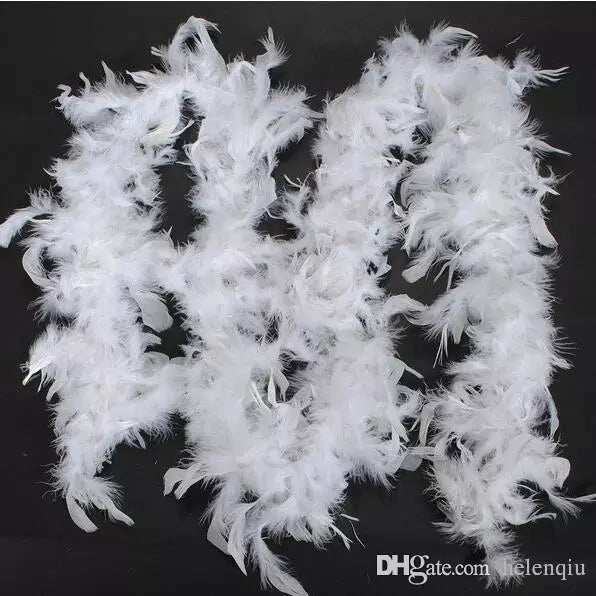 Biały łańcuch z piórek anielski boa