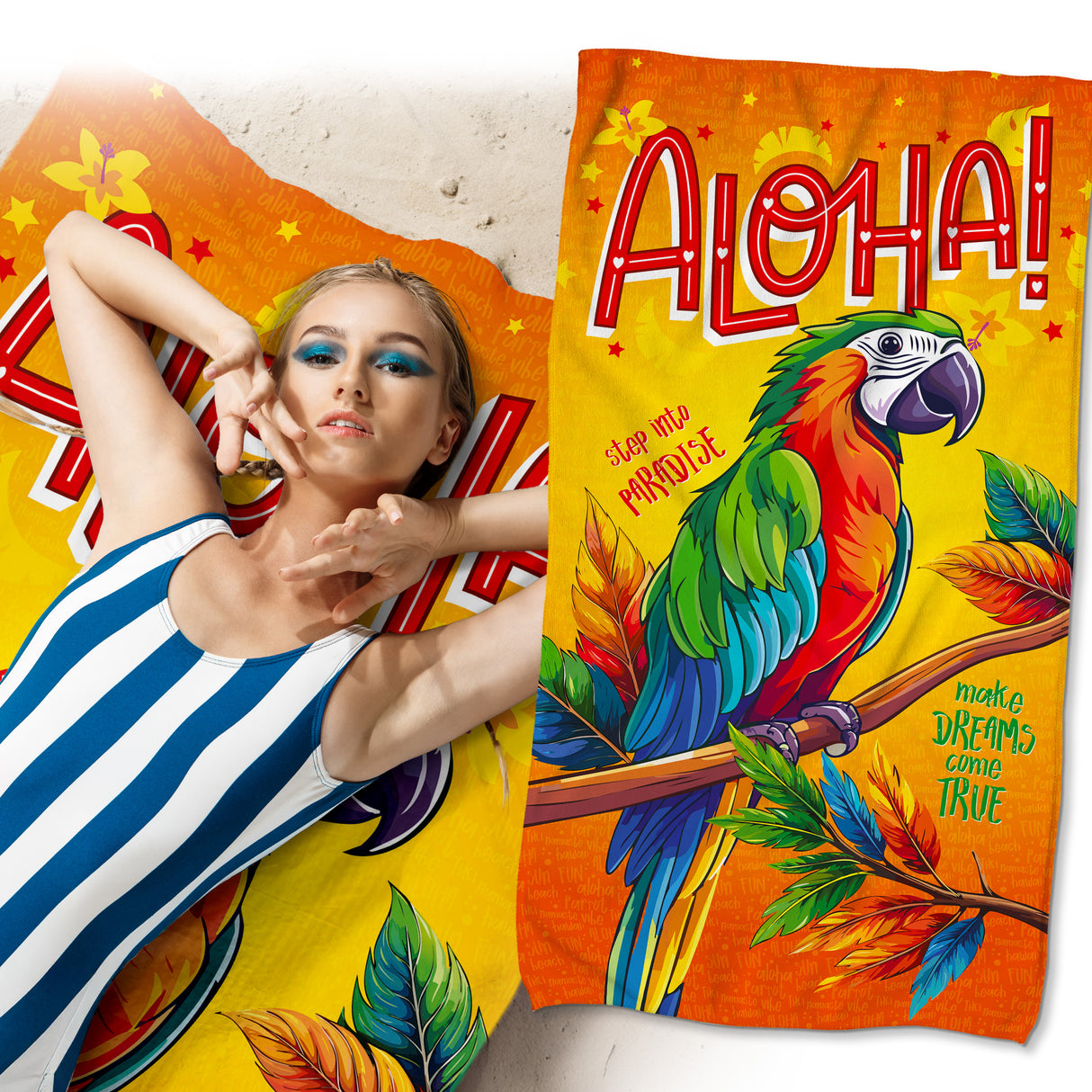 Szybkoschnący Ręcznik Plażowy ALOHA PAPUGA 150x80 cm