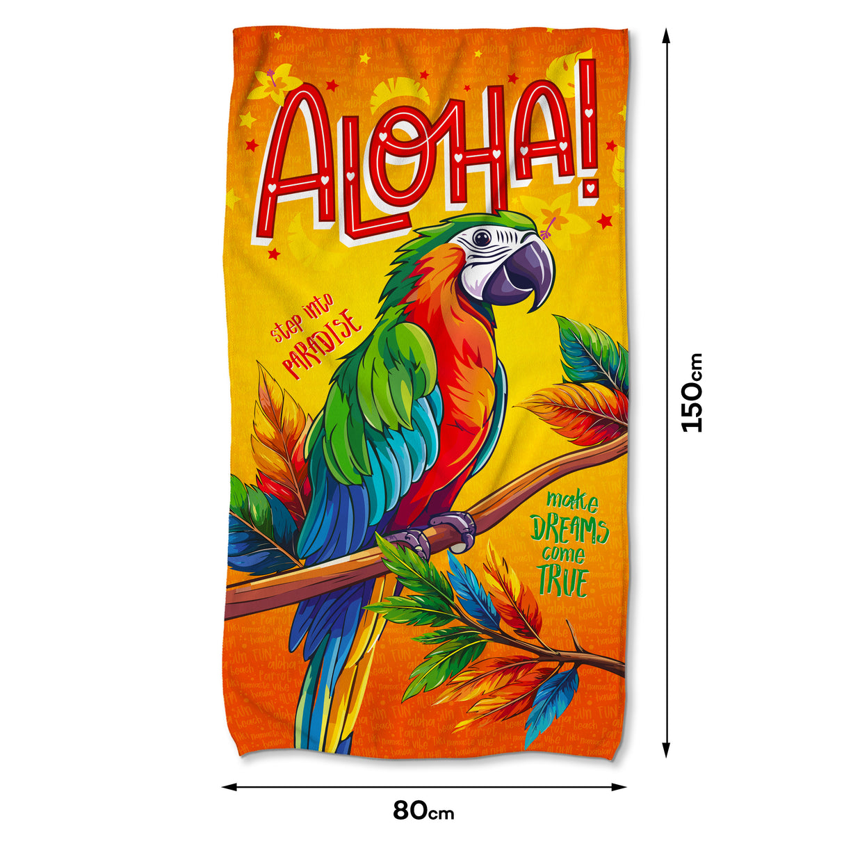 Szybkoschnący Ręcznik Plażowy ALOHA PAPUGA 150x80 cm