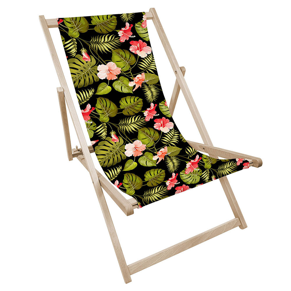 Leżak drewniany z nadrukiem RED FLOWERS