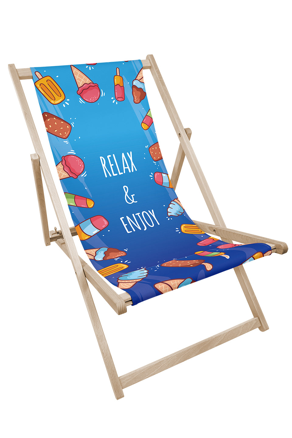 Leżak drewniany z nadrukiem RELAX & ENJOY