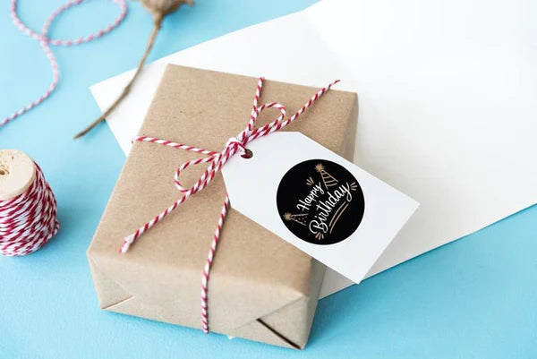 Naklejki HAPPY BIRTHDAY czarna ozdobna 10szt.