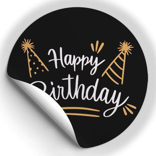 Naklejki HAPPY BIRTHDAY czarna ozdobna 10szt.
