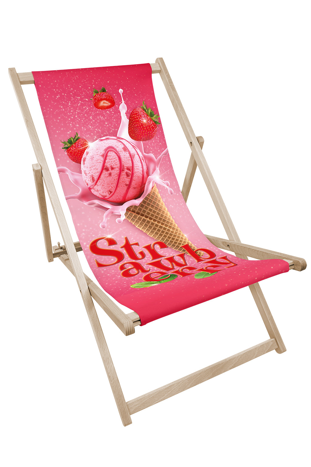 Leżak drewniany z nadrukiem STRAWBERRY