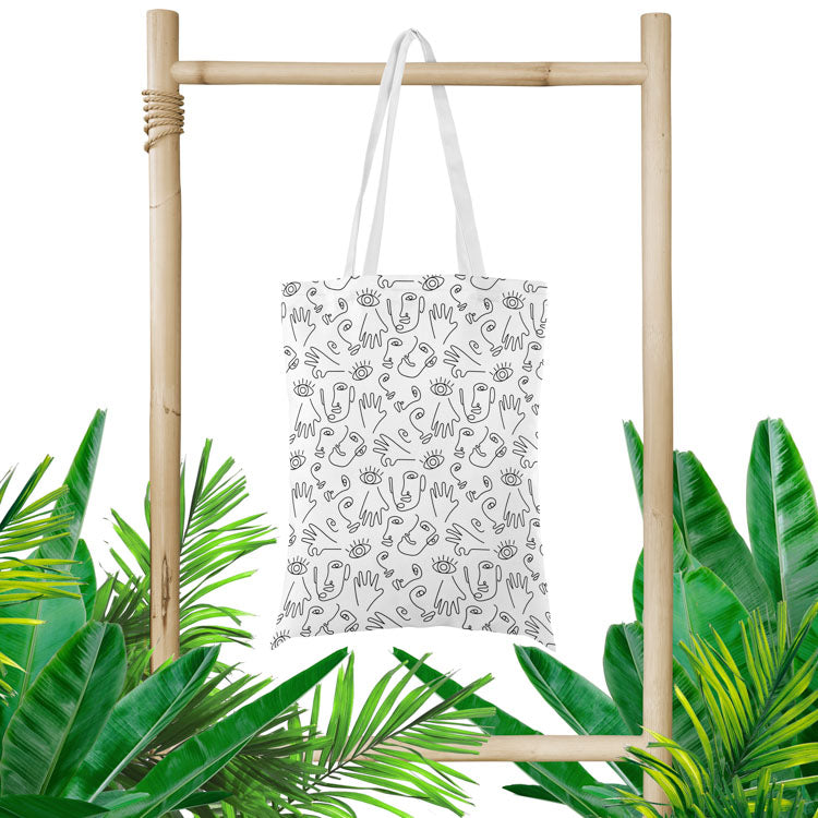 Torba bawełniana 350x450mm LINEARNE TWARZE BIAŁA