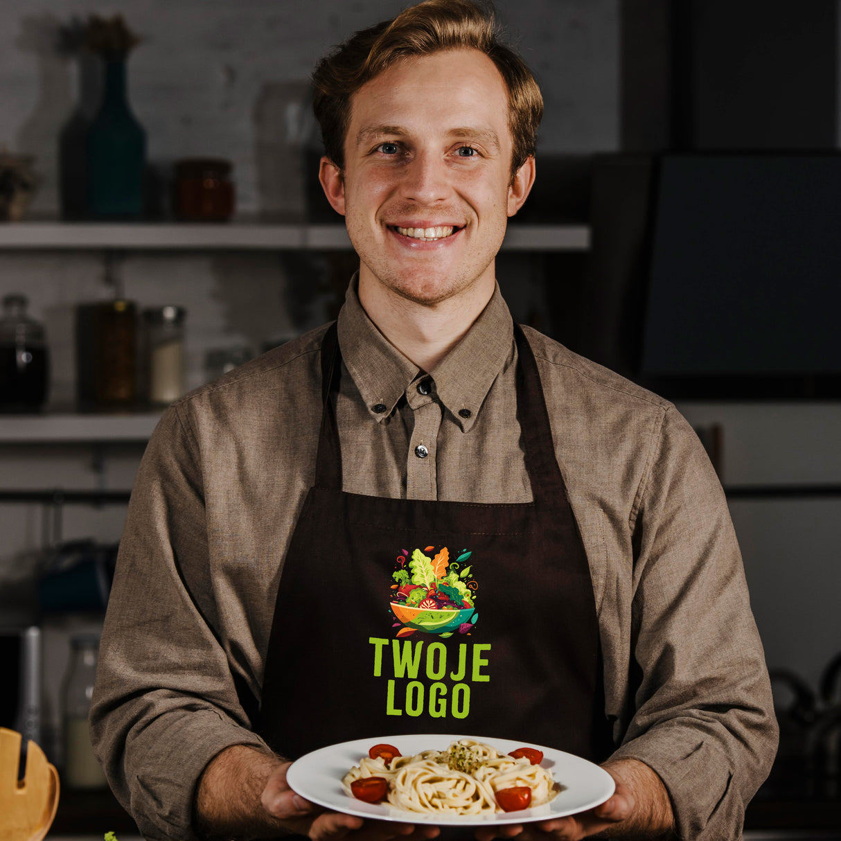 Fartuch kuchenny z własnym nadrukiem CZARNY