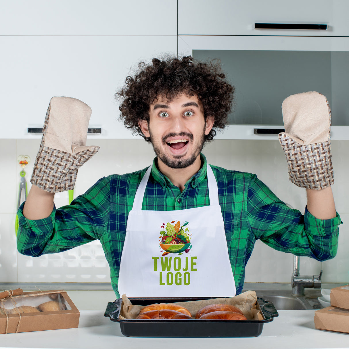 Fartuch bawełniany z nadrukiem - Nie mogę uszczęśliwić wszystkich