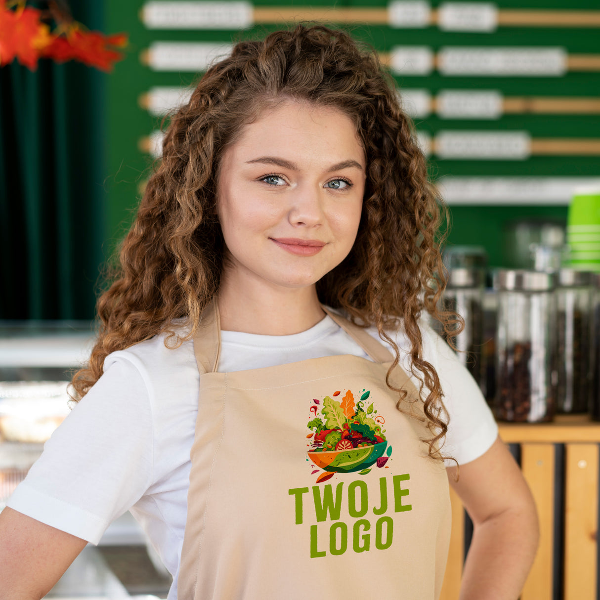 Fartuch kuchenny z własnym nadrukiem Ecru