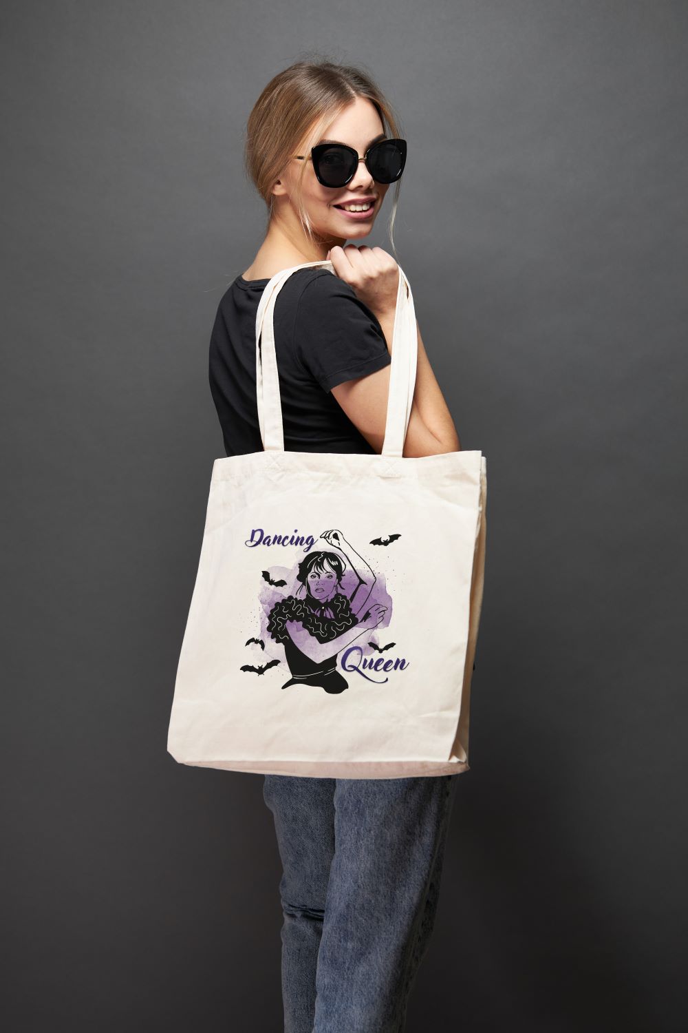 Torba bawełniana WEDNESDAY ADDAMS DANCING ECRU