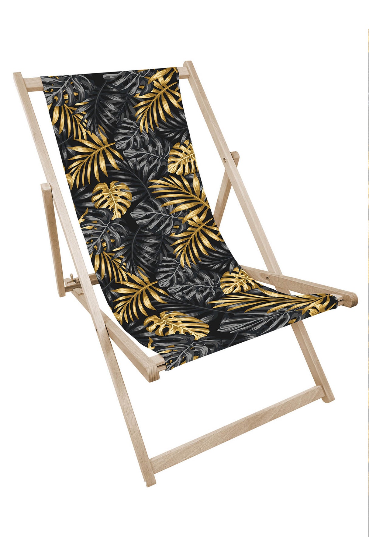 Leżak drewniany z nadrukiem ZŁOTE SZARE MONSTERY