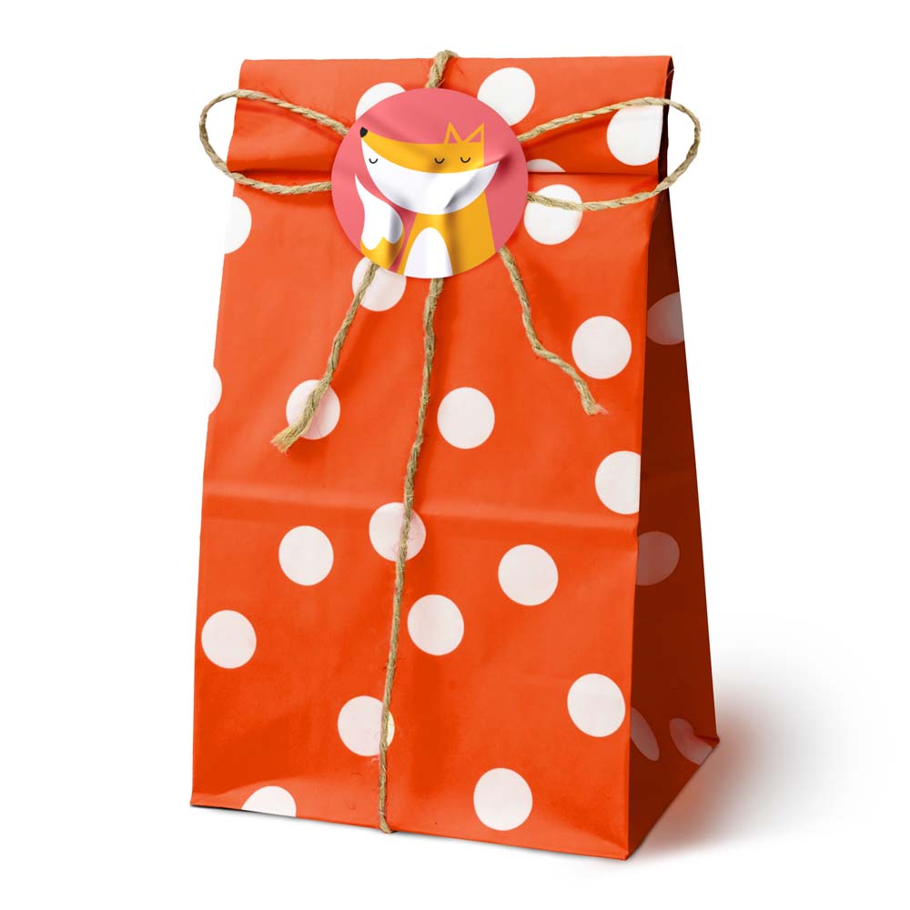 Torba papierowa klockowa 100x70x280mm w groszki Czerwona 10 szt.