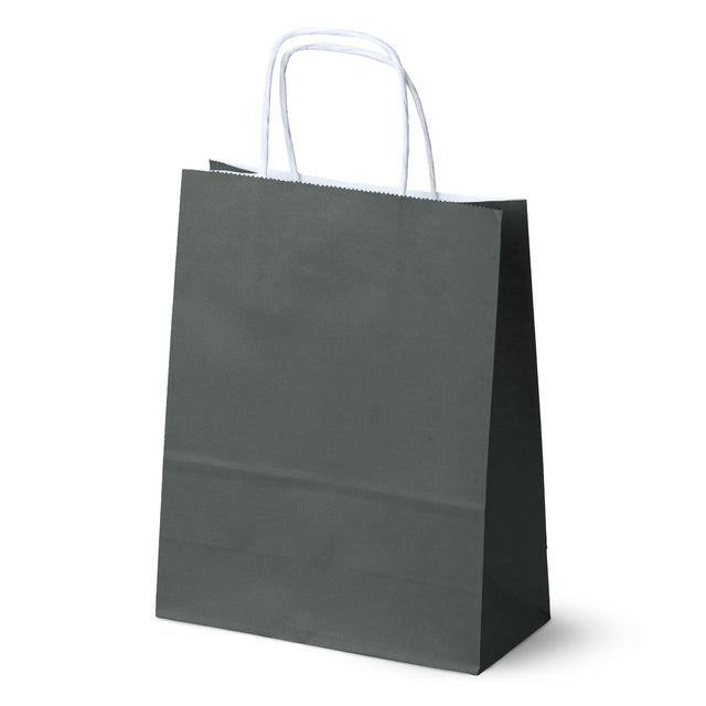 Torba Papierowa z Uchwytem Skręcanym 180x80x225mm Czarna Biały