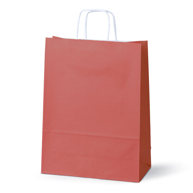 Torba Papierowa z Uchwytem Skręcanym 240x100x320mm Czerwona Biały