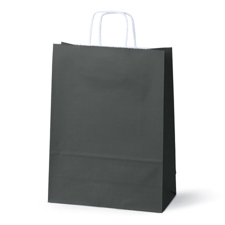 Torba Papierowa z Uchwytem Skręcanym 240x100x320mm Czarna Biały