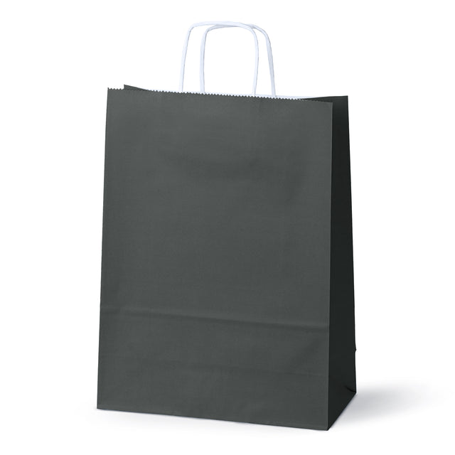 Torba Papierowa z Uchwytem Skręcanym 240x100x320mm Czarna Biały