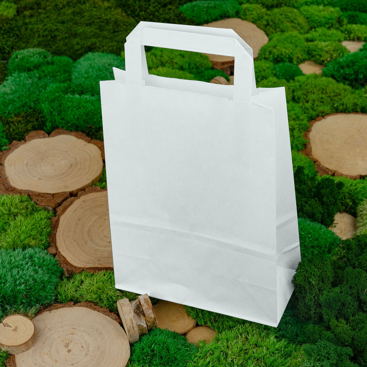 Torba papierowa z uchwytem płaskim 180x80x230mm Biała