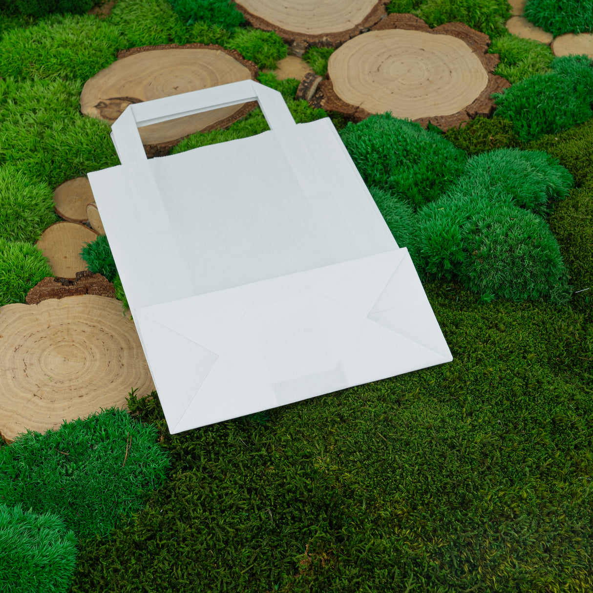 Torba papierowa z uchwytem płaskim 180x80x230mm Biała