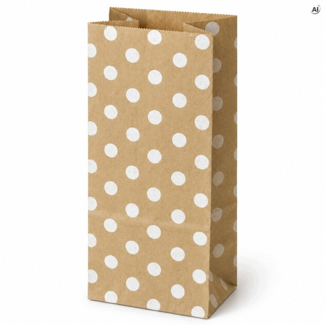 Torba Papierowa Klockowa 160 x 80 x 270mm w Kropki - Brązowa