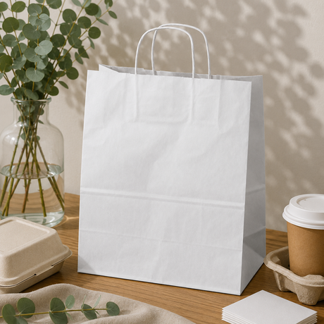 Torba Papierowa z Uchwytem Skręcanym 330x160x380mm - Biała