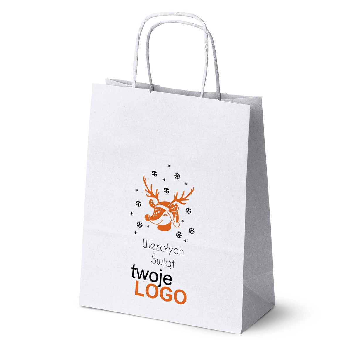 Vánoční papírové tašky zelené 50 ks. 180x80x225mm + LOGO (23 designů)