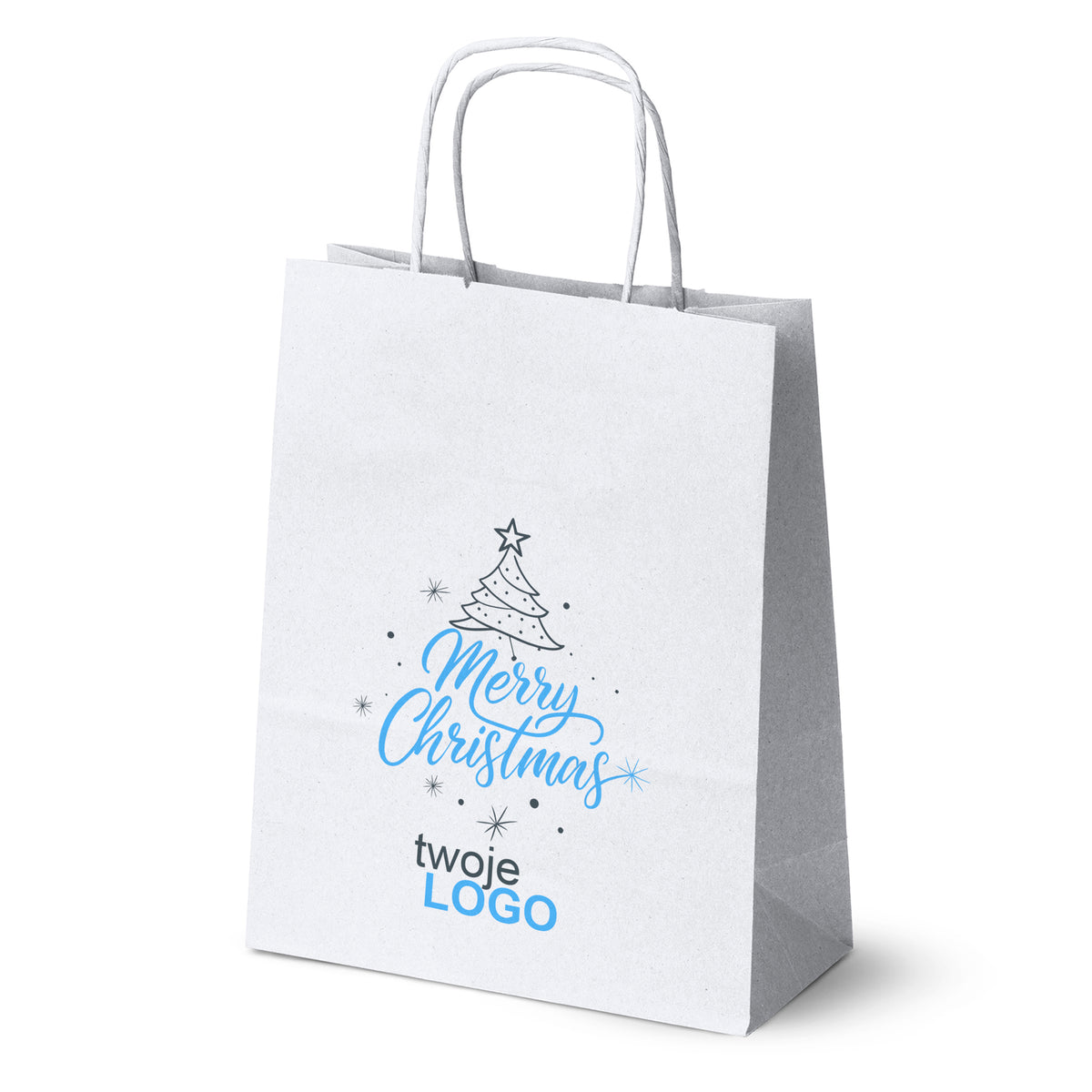Vánoční papírové tašky zelené 50 ks. 180x80x225mm + LOGO (23 designů)