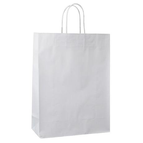 Torba papierowa z uchwytem skręcanym 300x120x400mm Biała Premium