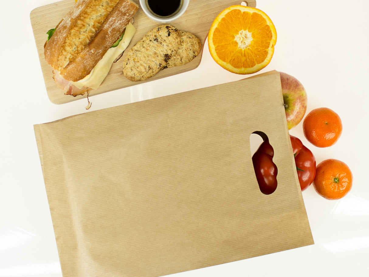 Torba Fałdowa z Wyciętym Uchwytem 220x80x325mm Brązowa 25szt.