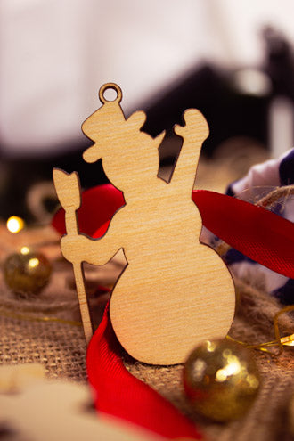 Drewniane ozdoby świąteczne na choinkę 5szt + woreczek zygzak