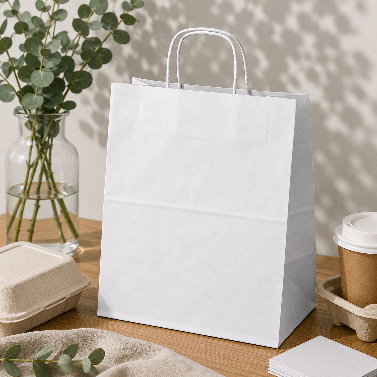 Torba Papierowa z Uchwytem Skręcanym 305x170x340mm Biała