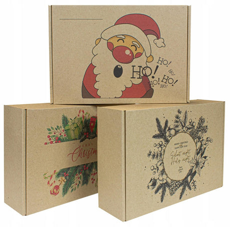 Kartony świąteczne prezentowe ZESTAW 3szt. MIKOŁAJ
