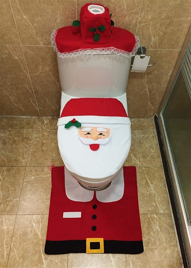 Świąteczny ZESTAW łazienkowy pokrowiec na toaletę WC