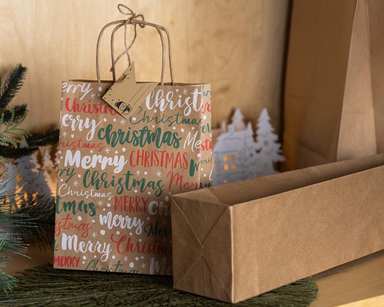 Zestaw torebek Świątecznych do pakowania prezentów BRĄZOWY