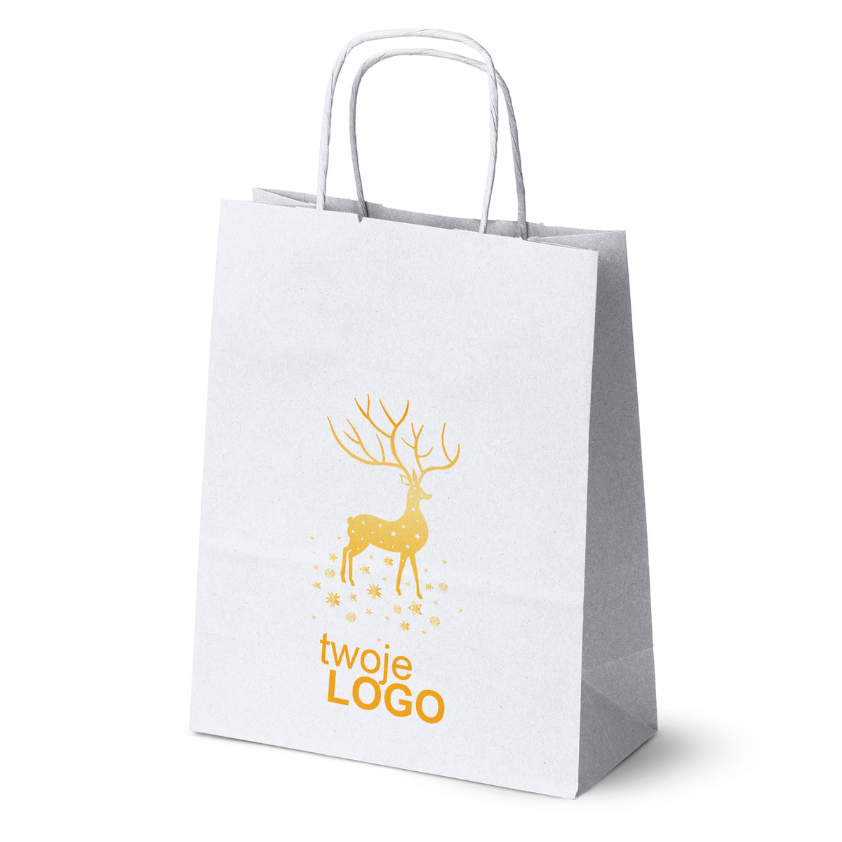 Vánoční papírové tašky zelené 50 ks. 180x80x225mm + LOGO (23 designů)