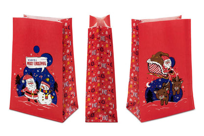 Zestaw torebek Świątecznych do pakowania prezentów CZERWONY PAPIER