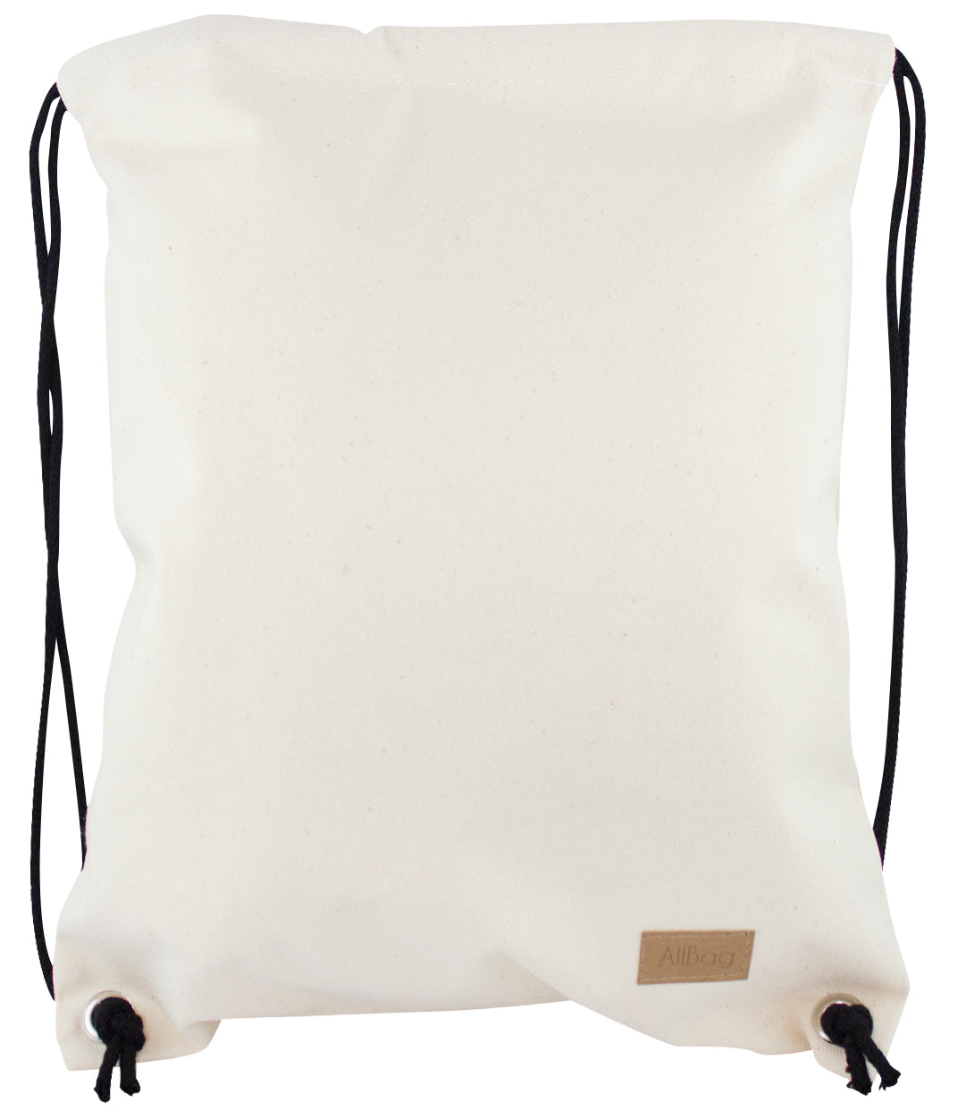 Plecak bawełniany - NATURALNY PREMIUM - 340x400mm z czarnymi Sznurkami