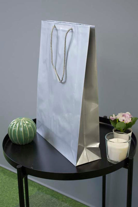 Torba laminowana z uchwytem sznurkowym 300x100x400mm Srebrna