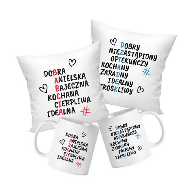 Zestaw Poduszka Kubek Krzyżówka Prezent na Dzień Babci i Dziadka