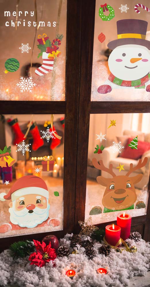 Naklejki dekoracyjne świąteczne MIKOŁAJ RENIFER BAŁWAN ŚNIEŻYNKI 5szt.