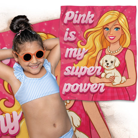 Ręcznik z Mikrofibry Dzięciecy 60x75 BARBIE PINK SUPERPOWER