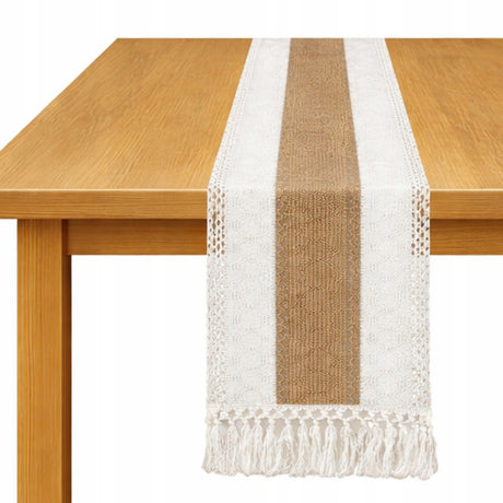 Bieżnik na stół boho z frędzlami 30x183 cm