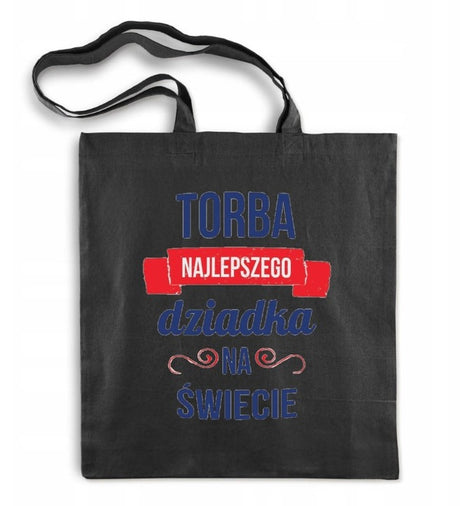 Torba Bawełniana Torba Najlepszego Dziadka Prezent na Dzień Dziadka Czarna